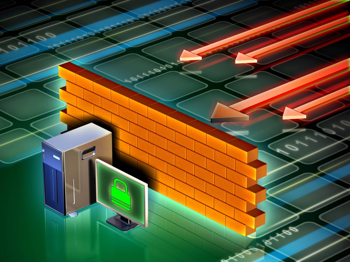Eine Firewall schützt gesicherte Daten vor äußeren Einflüssen